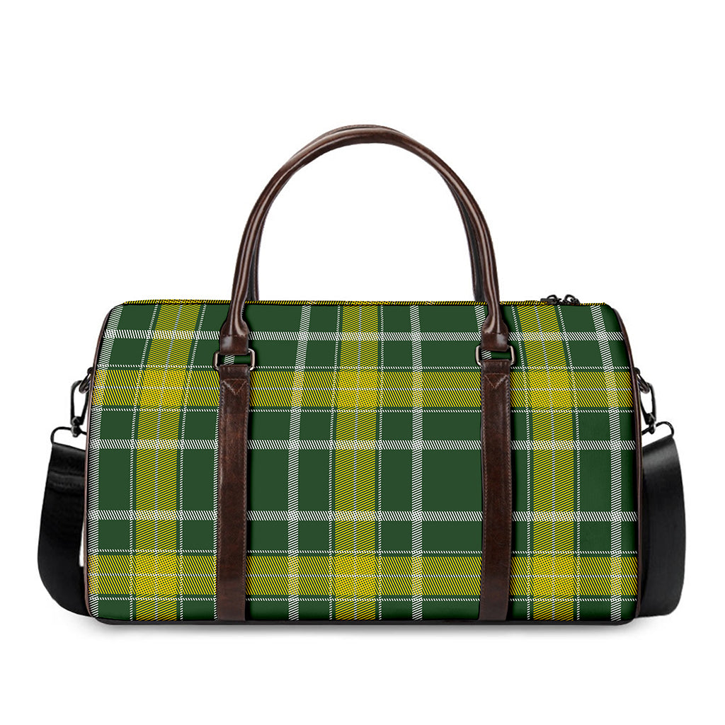 Green And Yellow Stewart Tartan Print Duffle Bag