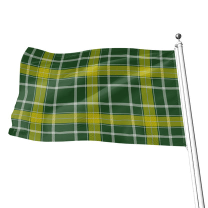 Green And Yellow Stewart Tartan Print Flag