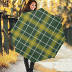 Green And Yellow Stewart Tartan Print Foldable Umbrella