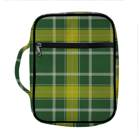 Green And Yellow Stewart Tartan Print Front Pocket Bible Bag