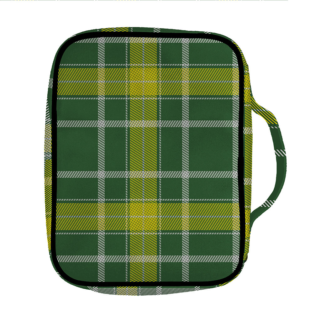 Green And Yellow Stewart Tartan Print Front Pocket Bible Bag