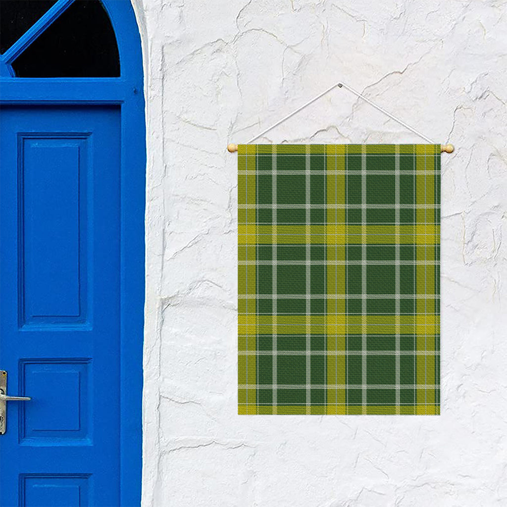 Green And Yellow Stewart Tartan Print Garden Flag