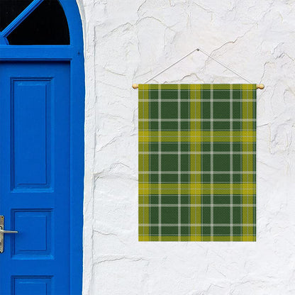 Green And Yellow Stewart Tartan Print Garden Flag