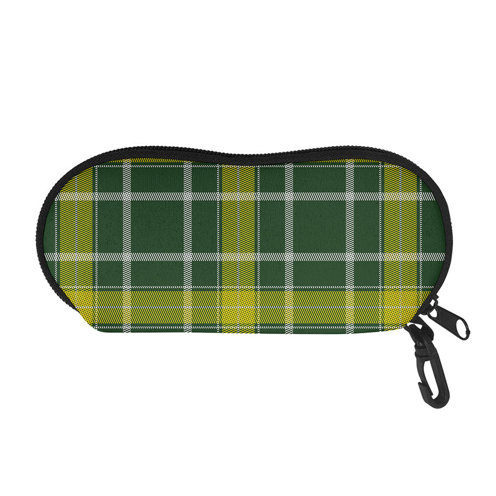 Green And Yellow Stewart Tartan Print Glasses Case