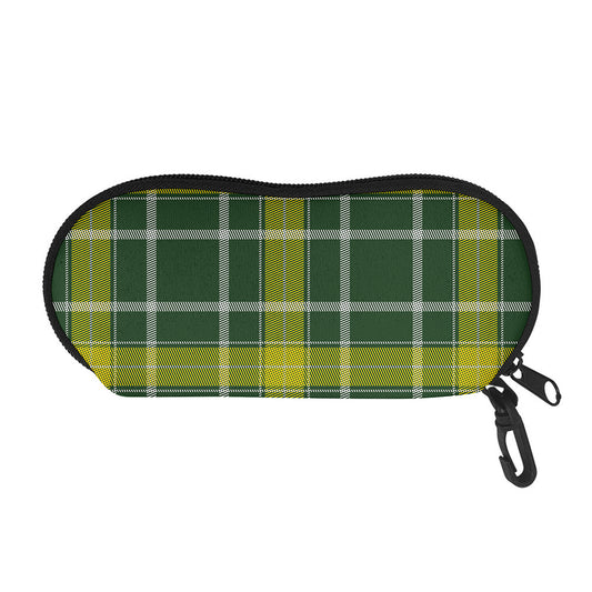 Green And Yellow Stewart Tartan Print Glasses Case