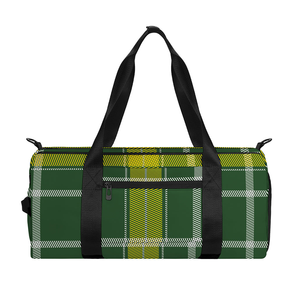 Green And Yellow Stewart Tartan Print Gym Bag