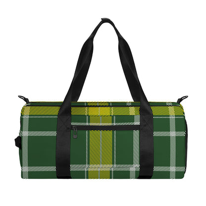 Green And Yellow Stewart Tartan Print Gym Bag