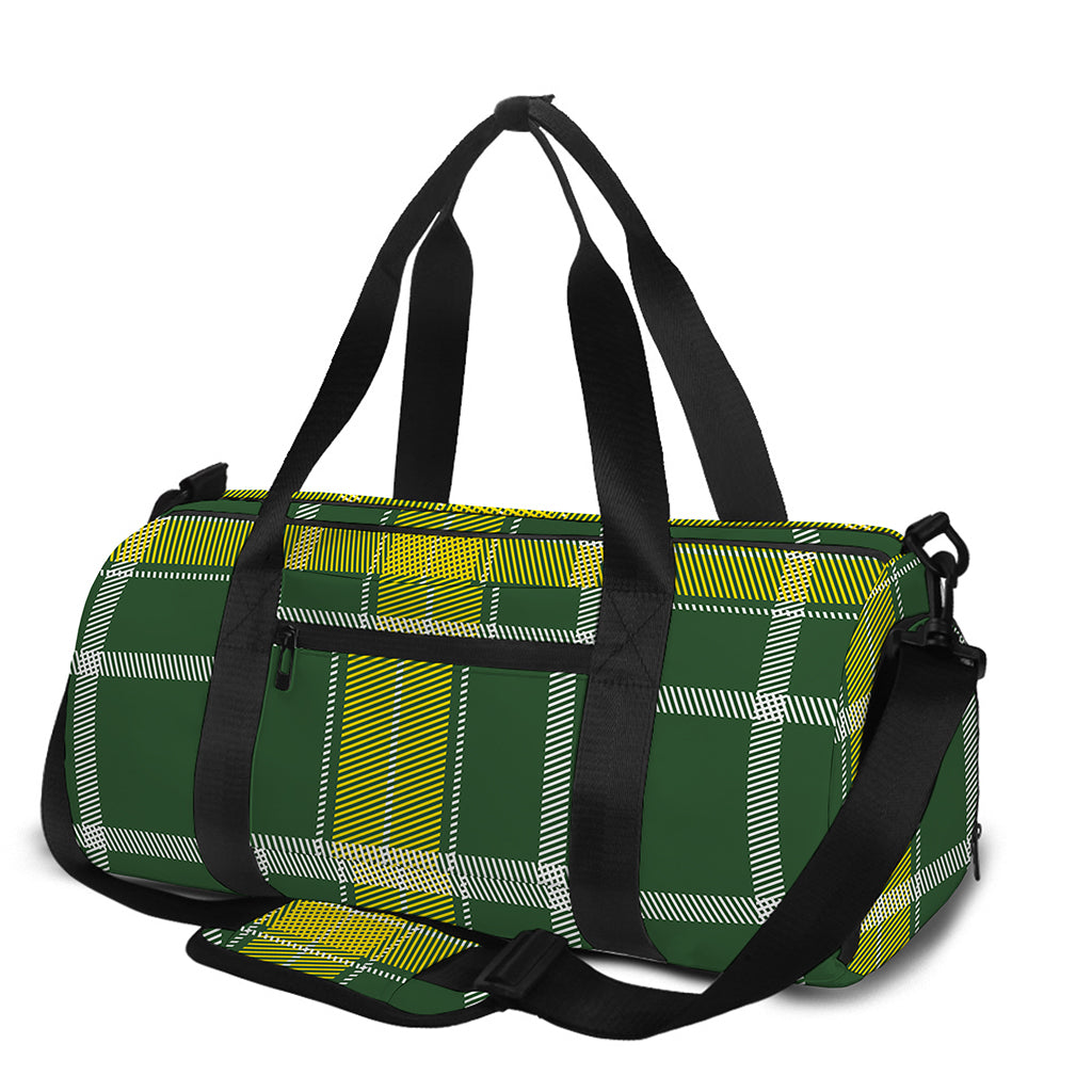 Green And Yellow Stewart Tartan Print Gym Bag