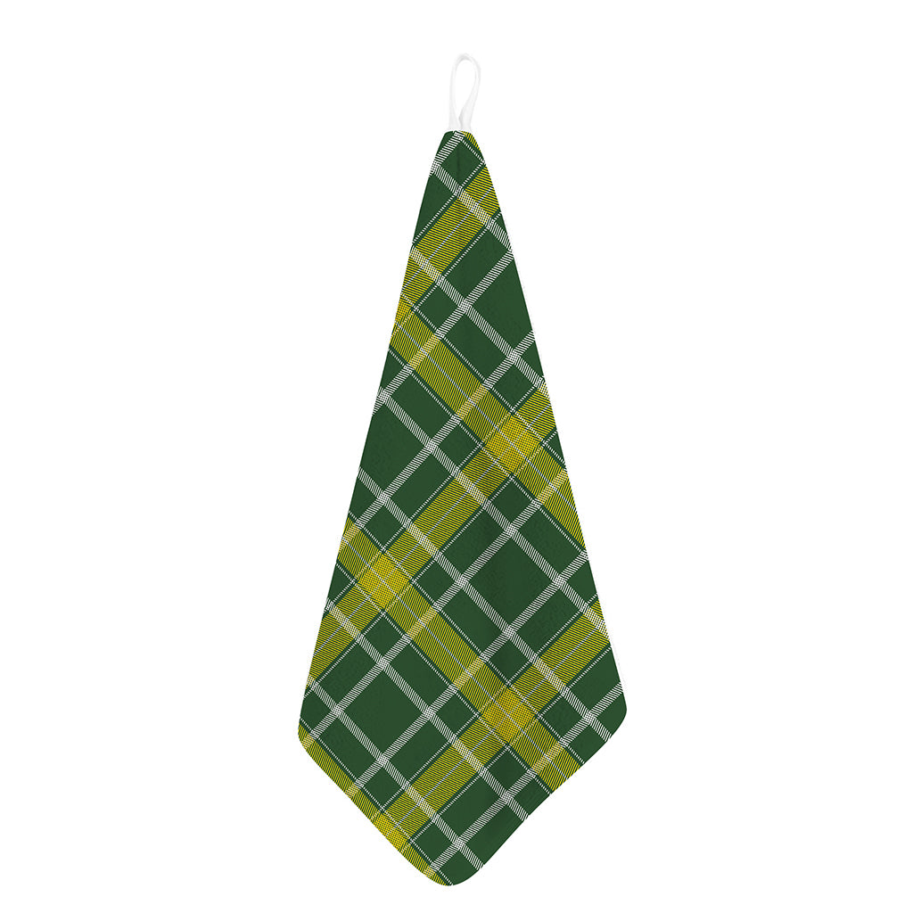 Green And Yellow Stewart Tartan Print Hand Towel