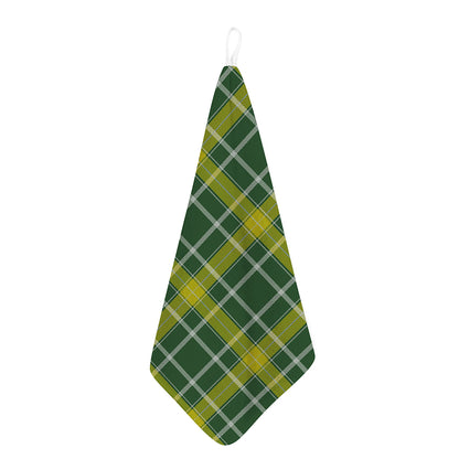 Green And Yellow Stewart Tartan Print Hand Towel