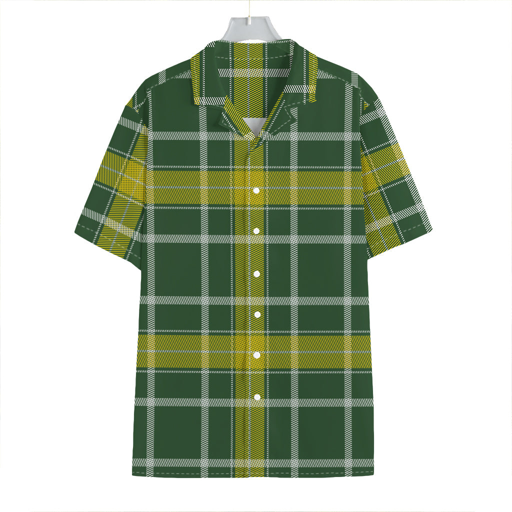 Green And Yellow Stewart Tartan Print Hawaiian Shirt