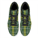 Green And Yellow Stewart Tartan Print High Top Leather Sneakers