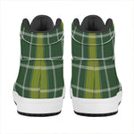 Green And Yellow Stewart Tartan Print High Top Leather Sneakers