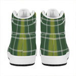 Green And Yellow Stewart Tartan Print High Top Leather Sneakers