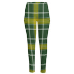 Green And Yellow Stewart Tartan Print High-Waisted Pocket Leggings