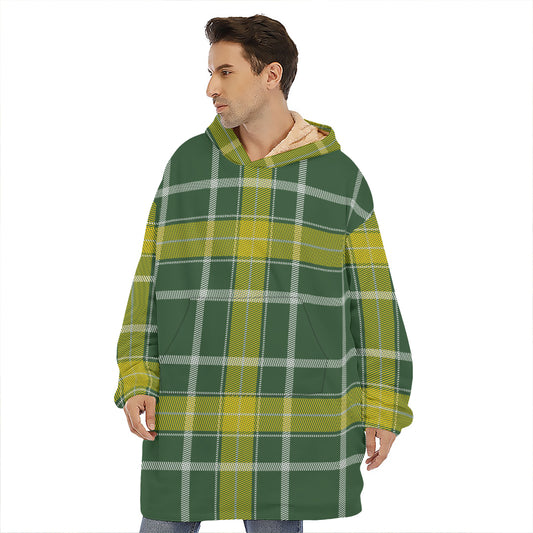 Green And Yellow Stewart Tartan Print Hoodie Blanket