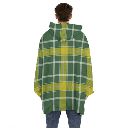 Green And Yellow Stewart Tartan Print Hoodie Blanket