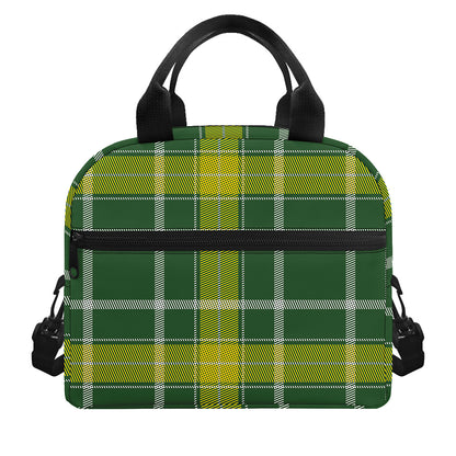 Green And Yellow Stewart Tartan Print Insulated Lunch Bag