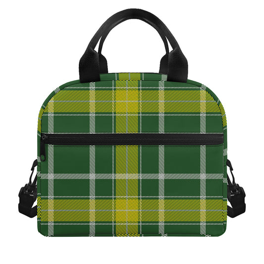 Green And Yellow Stewart Tartan Print Insulated Lunch Bag