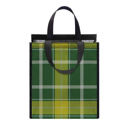 Green And Yellow Stewart Tartan Print Insulated Lunch Tote