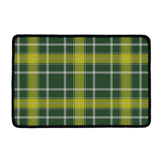 Green And Yellow Stewart Tartan Print Kitchen Mat