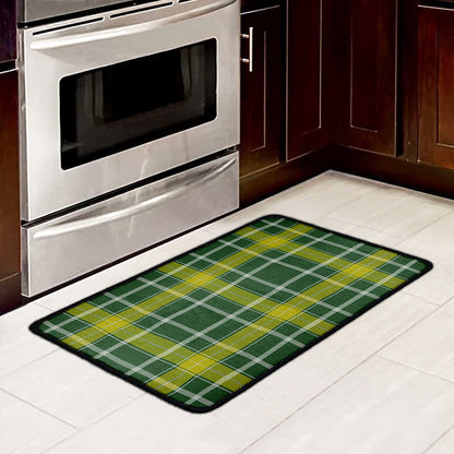 Green And Yellow Stewart Tartan Print Kitchen Mat