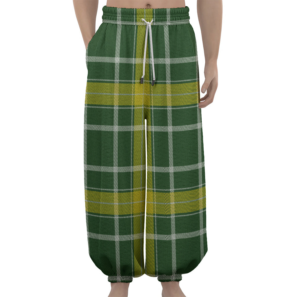 Green And Yellow Stewart Tartan Print Lantern Pants