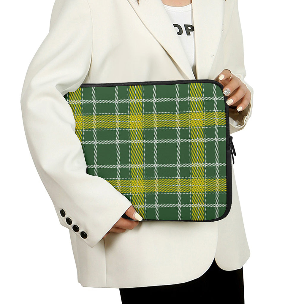 Green And Yellow Stewart Tartan Print Laptop Sleeve