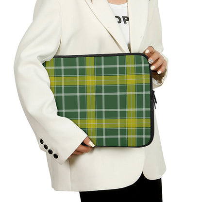 Green And Yellow Stewart Tartan Print Laptop Sleeve