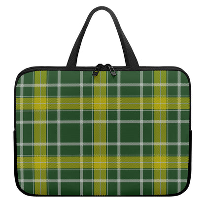 Green And Yellow Stewart Tartan Print Laptop Sleeve With Handle