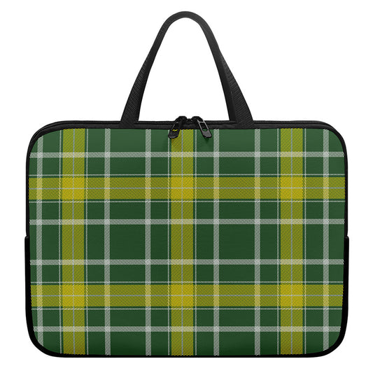 Green And Yellow Stewart Tartan Print Laptop Sleeve With Handle