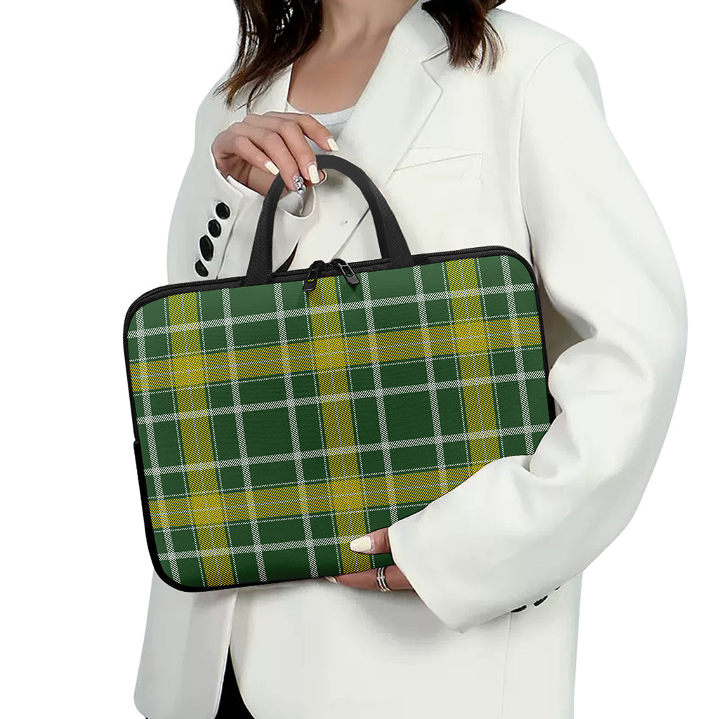Green And Yellow Stewart Tartan Print Laptop Sleeve With Handle