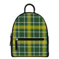 Green And Yellow Stewart Tartan Print Leather Backpack