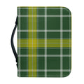 Green And Yellow Stewart Tartan Print Leather Bible Cover