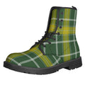 Green And Yellow Stewart Tartan Print Lace-Up Boots