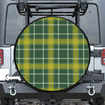 Green And Yellow Stewart Tartan Print Leather Spare Tire Cover