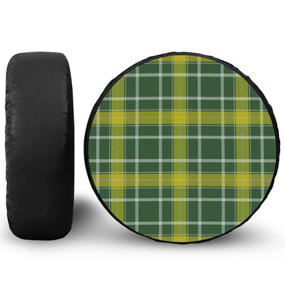 Green And Yellow Stewart Tartan Print Leather Spare Tire Cover
