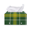 Green And Yellow Stewart Tartan Print Leather Tissue Box Cover