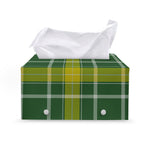 Green And Yellow Stewart Tartan Print Leather Tissue Box Cover