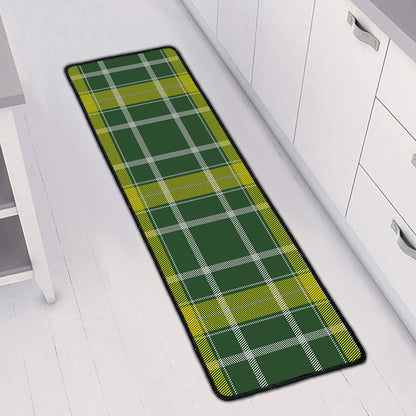 Green And Yellow Stewart Tartan Print Long Kitchen Mat