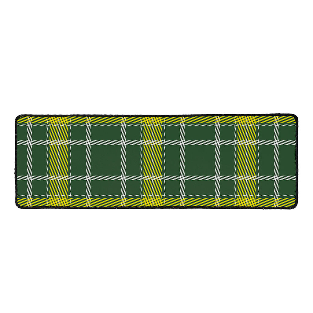Green And Yellow Stewart Tartan Print Long Kitchen Mat