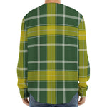 Green And Yellow Stewart Tartan Print Long Sleeve Baseball Jersey