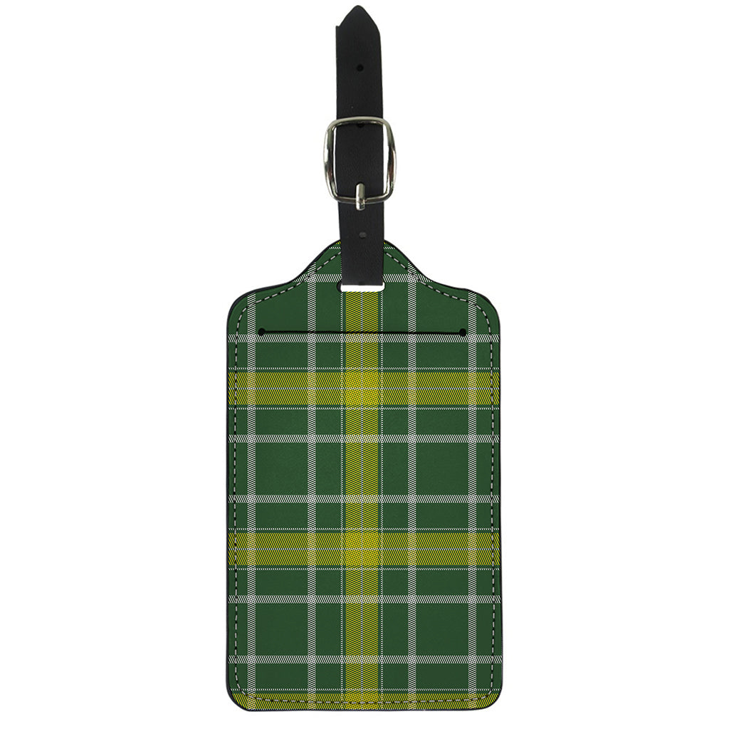 Green And Yellow Stewart Tartan Print Luggage Tag
