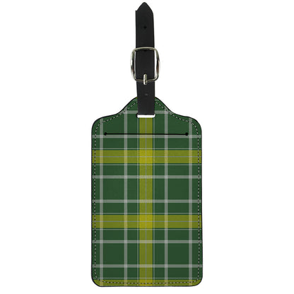 Green And Yellow Stewart Tartan Print Luggage Tag