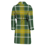 Green And Yellow Stewart Tartan Print Men's Bathrobe