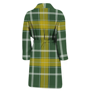 Green And Yellow Stewart Tartan Print Men's Bathrobe