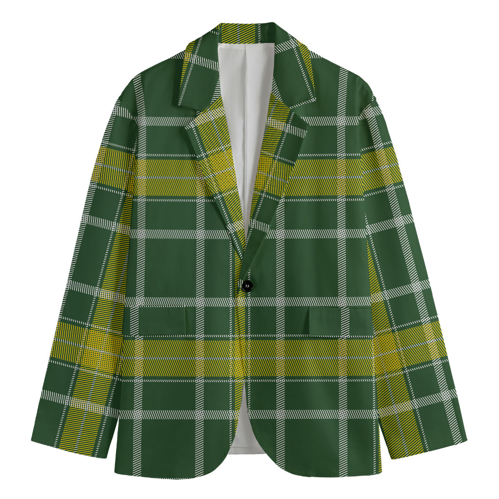 Green And Yellow Stewart Tartan Print Men's Blazer