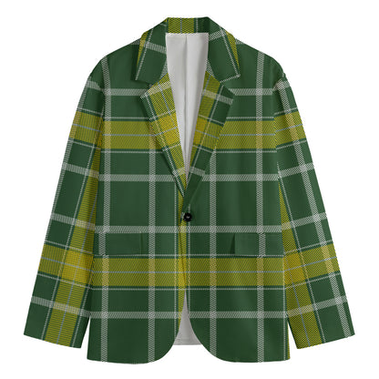 Green And Yellow Stewart Tartan Print Men's Blazer