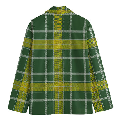Green And Yellow Stewart Tartan Print Men's Blazer