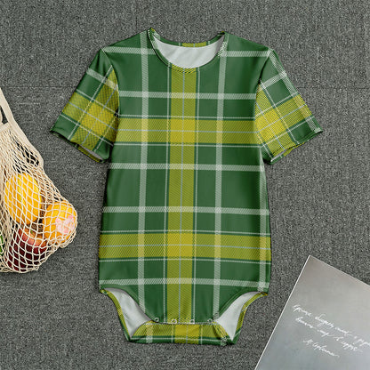 Green And Yellow Stewart Tartan Print Men's Bodysuit